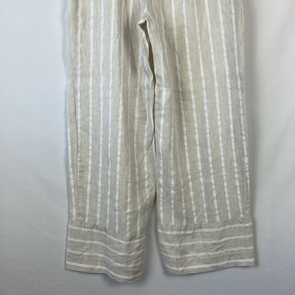 LOFT Cream and White Striped Lightweight Linen Blend Wide Leg Pants - Size Small - Picture 9 of 12